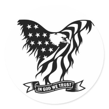 In God We Trust | Distressed American Eagle Flag Classic Round Sticker In God We Trust | Distressed American Eagle Flag Classic Round Sticker