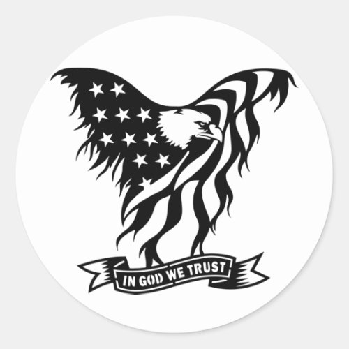 In God We Trust  Distressed American Eagle Flag Classic Round Sticker