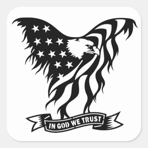 In God We Trust  Distressed American Eagle Flag Square Sticker