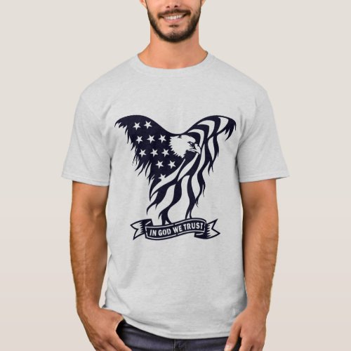 In God We Trust Distressed Eagle Flag  T_Shirt
