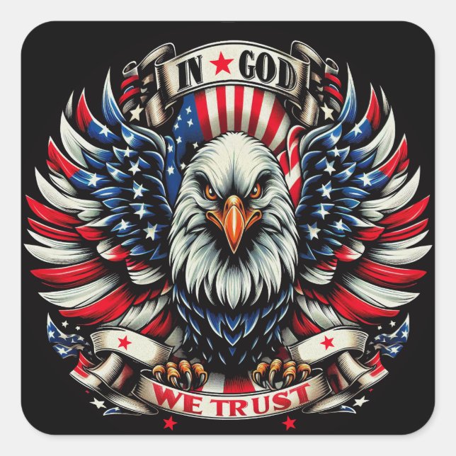 "In God We Trust Eagle" B Square Sticker (Front)