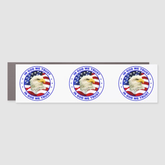 In God We Trust Eagle Flag Round classic Bumper St Car Magnet (Front)