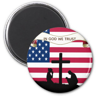 In God We Trust Praying Cross Custom Size Magnet