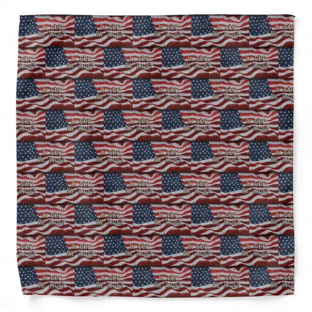In God We Trust Rustic Barn Board American Flag Bandana (Front)
