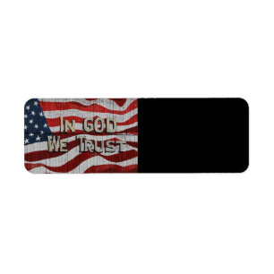 In God We Trust Rustic Barn Board American Flag Label