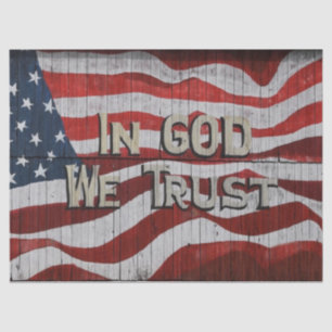 In God We Trust Rustic Barn Board American Flag Tissue Paper