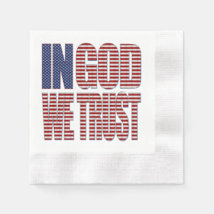 In God We Trust Stars and Stripes Text Christian Napkins