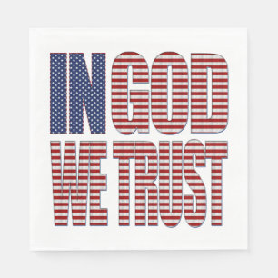 In God We Trust Stars and Stripes Text Christian Napkins