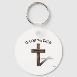 In God We Trust with rugged cross Keychain