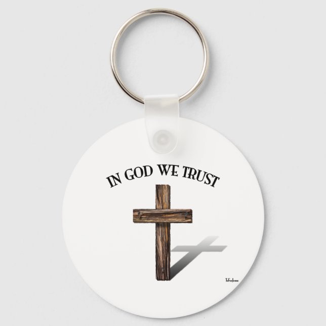 In God We Trust with rugged cross Keychain (Front)