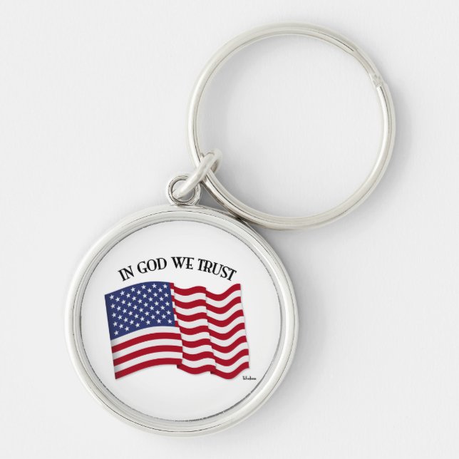 In God We Trust with US flag Keychain (Front)