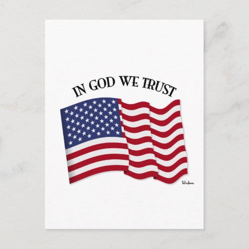 In God We Trust with US flag Postcard