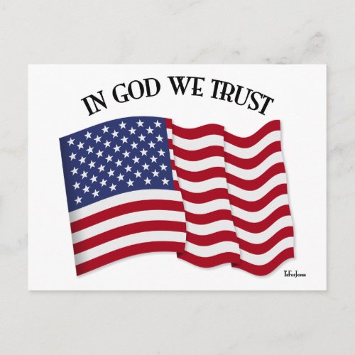 In God We Trust with US flag Postcard