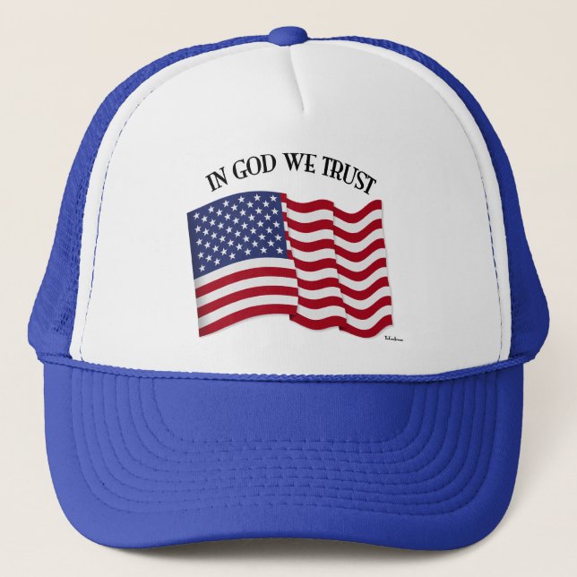 In God We Trust with US flag Trucker Hat (Front)