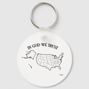 In God We Trust with US outline Keychain