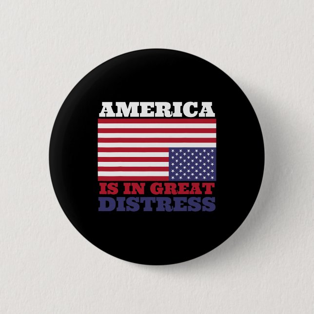 In Great Distress Upside Down American Flag United Button (Front)