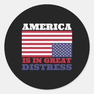 In Great Distress Upside Down American Flag United Classic Round Sticker