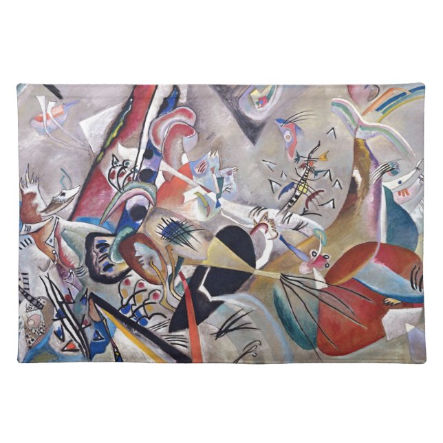 In Grey by Wassily Kandinsky Abstract Painting Art Cloth Placemat (Front)