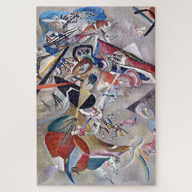 In Grey Kandinsky Modern Abstract Artwork Jigsaw Puzzle (Vertical)