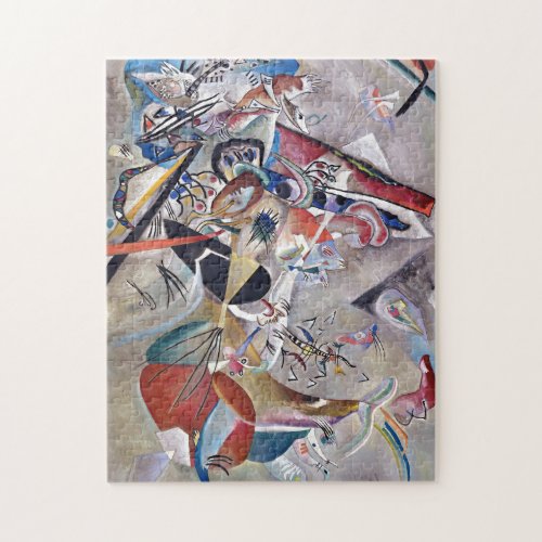 In Grey Kandinsky Modern Abstract Artwork Jigsaw Puzzle