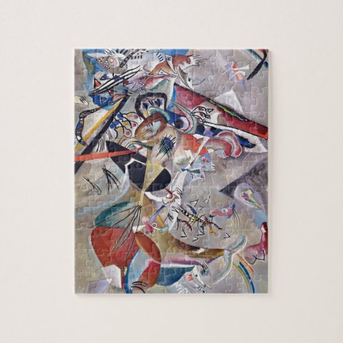 In Grey Kandinsky Modern Abstract Artwork Jigsaw Puzzle