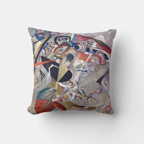 In Grey Kandinsky Modern Abstract Artwork Throw Pillow