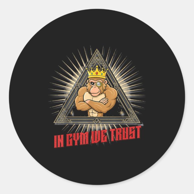 In Gym We Trust Funny Gym Tee Beak Bros Fitness De Classic Round Sticker (Front)