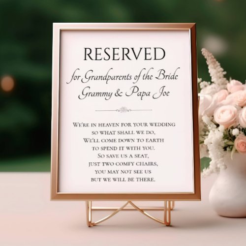 In Heaven Grandparents of Bride Memorial Wedding Poster