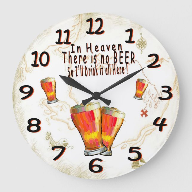 In heaven there is no beer wall clock (Front)