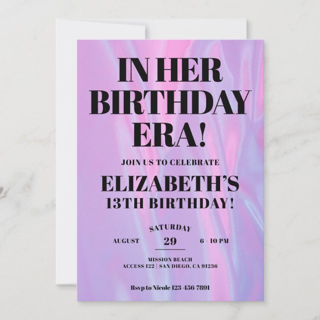 In Her Birthday Era Any Age Eras Birthday Party Invitation (Front)