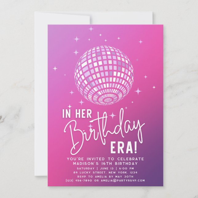 In Her Birthday Era, Era Party, Eras Party Invitation (Front)