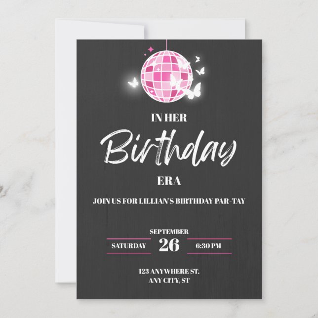 In Her Birthday Era Girls Birthday Invitation  (Front)