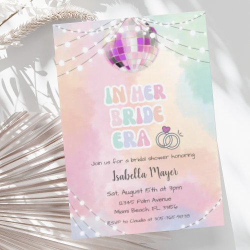 In Her Bride Era Music Retro Pastel Bridal Shower Invitation