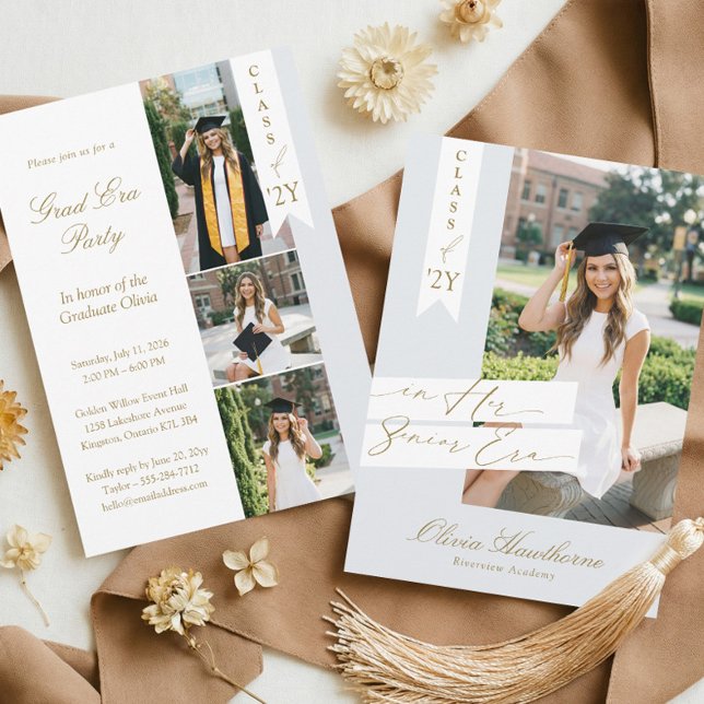 In Her Senior Era Elegant Photo Graduation Party Invitation (In Her Senior Era Elegant Photo Graduation Party Invitation)
