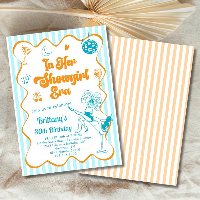 In Her Showgirl Era Retro Any Age Birthday Party Invitation (Creator Uploaded)