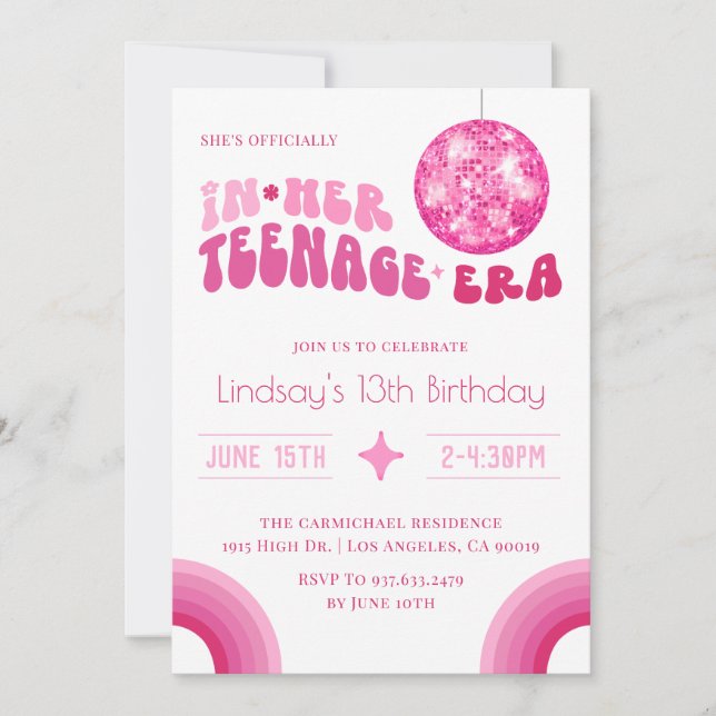 In Her Teenage Era Groovy Birthday Invitation (Front)
