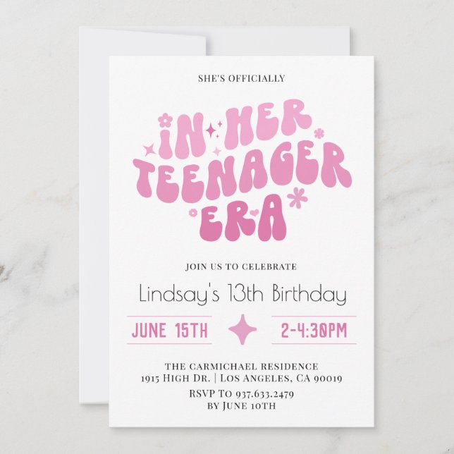 In Her Teenager Era Groovy Birthday Invitation (Front)