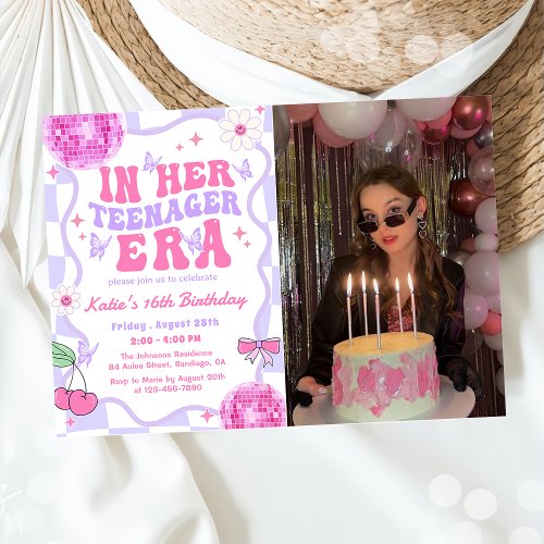 In Her Teenager Era Version Birthday Photo Invitation