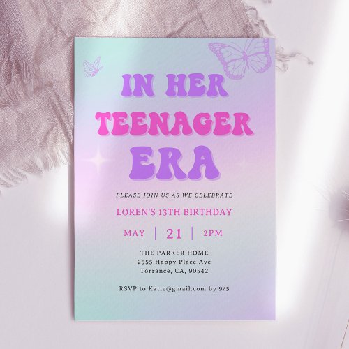 In Her Teenager Era Y2K Girl 13th Birthday Party Invitation