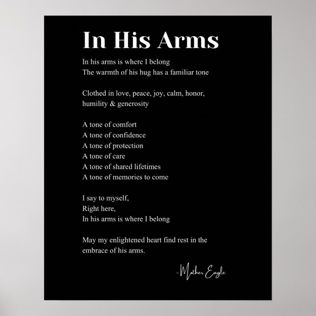 In His Arms Love Poem Wall Art Decor Poster (Front)