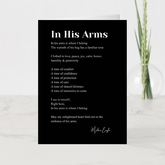 In His Arms Love Poem Wall Art  Foil Greeting Card (Front)