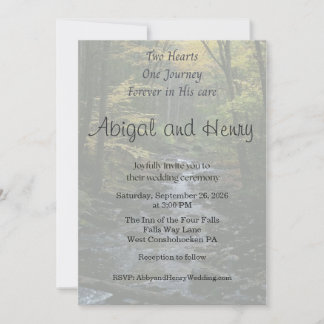 In His Care Forest Photo Wedding Invitation