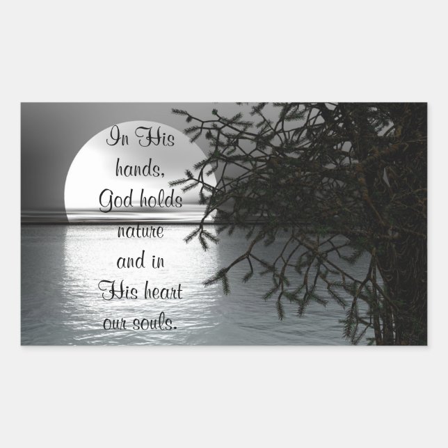 In His Hands Reflecting Moon Sticker (Front)