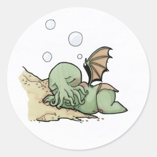 In his house at Rlyeh dead Cthulhu waits dreaming Classic Round Sticker