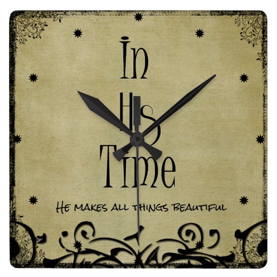 In His time Bible Verse Square Wall Clock