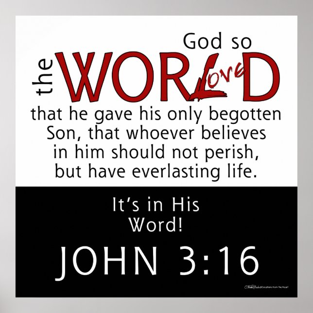 In His Word-John 3:16 Scripture Poster (Front)