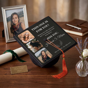 'In Honor Of' 3-Photo Tribute Memorial Graduation  Cap Topper