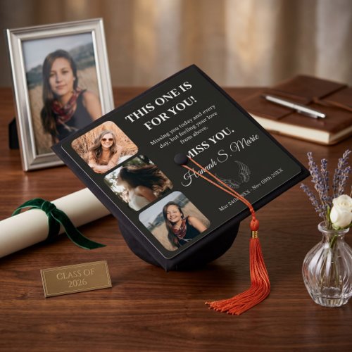 'In Honor Of' 3-Photo Tribute Memorial Graduation Cap Topper