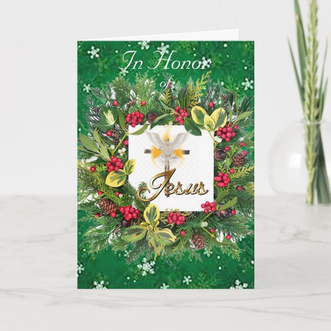 In Honor of Jesus Holiday Christmas Card (Front)