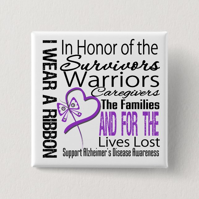 In Honor Tribute Collage Alzheimer's Disease Pinback Button (Front)